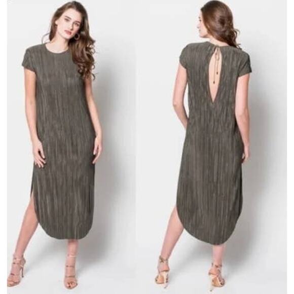 Subina Musayev Anthropologie Textured Renaissance Midi Dress Size Large Green - Picture 2 of 11